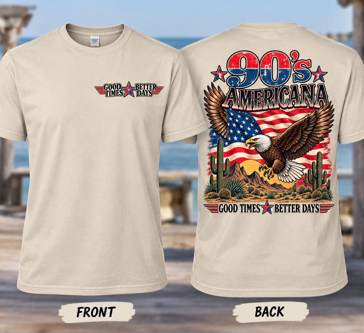 90's Americana Eagle T-Shirt — Good Times, Better Days