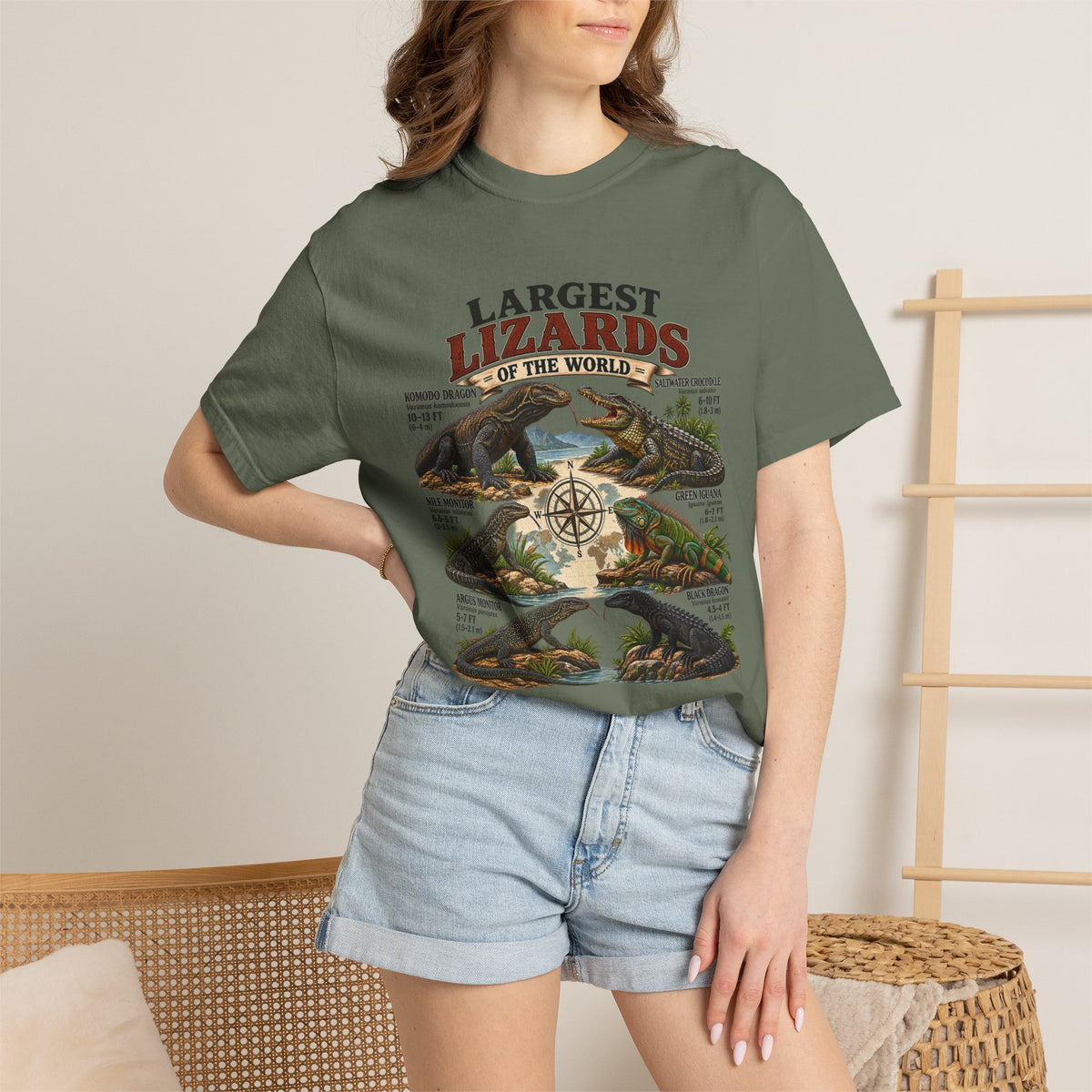 Lizards Graphic T-Shirt — "Largest Lizards of the World" Vintage Nature Tee