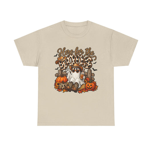 Here for the Boos Halloween T-Shirt – Leopard Ghost Pumpkins Fall Tee