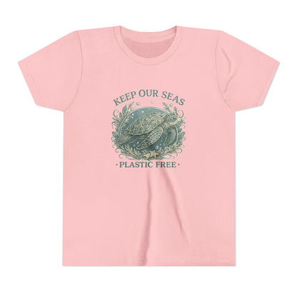 Youth T-Shirt - "Keep Our Seas Plastic Free" Sea Turtle Eco Conservation Tee