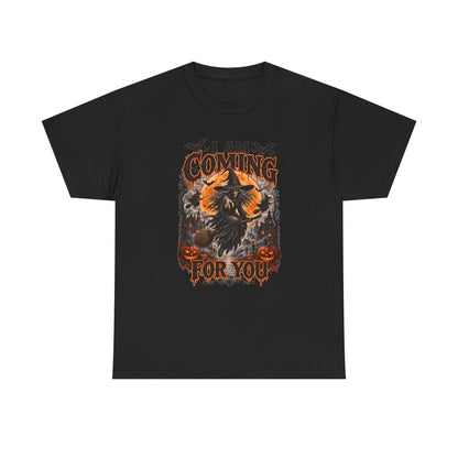 I Am Coming For You Halloween Tee — Spooky Raven Pumpkin Graphic T-Shirt