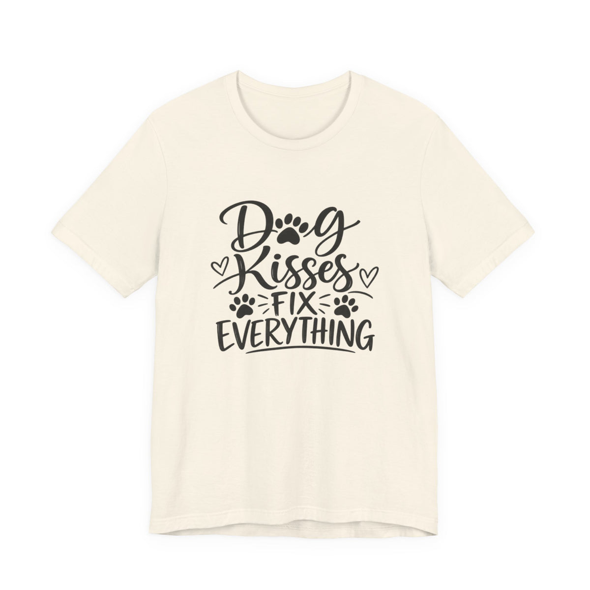 Dog Kisses Fix Everything T-Shirt — Cute Paw Print Dog Lover Tee