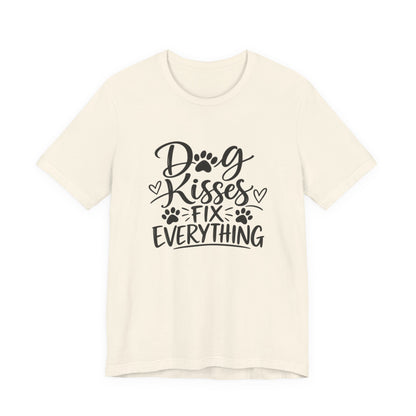 Dog Kisses Fix Everything T-Shirt — Cute Paw Print Dog Lover Tee