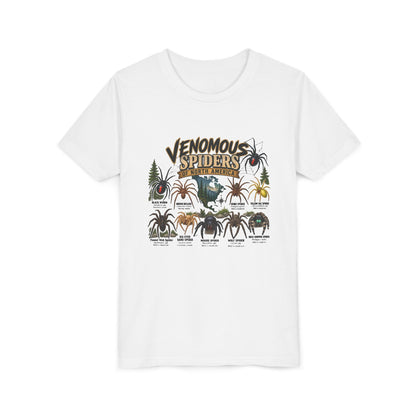Youth Tee — "Venomous Spiders of North America" Educational Spider Illustration