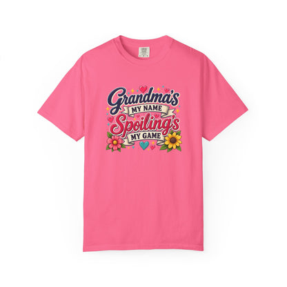 Grandma's My Name Spoiling's My Game T-Shirt | Floral Retro Design