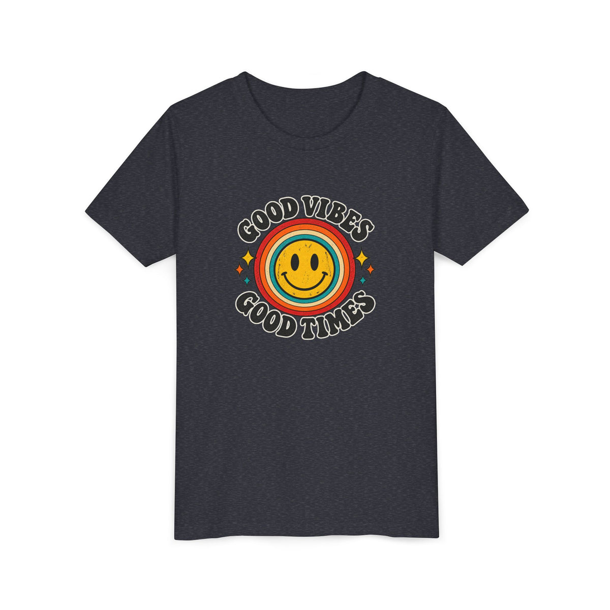 Youth Tee — 'Good Vibes Good Times' Smiley Retro Graphic