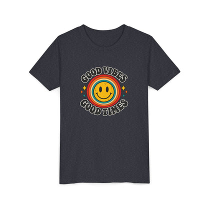 Youth Tee — 'Good Vibes Good Times' Smiley Retro Graphic