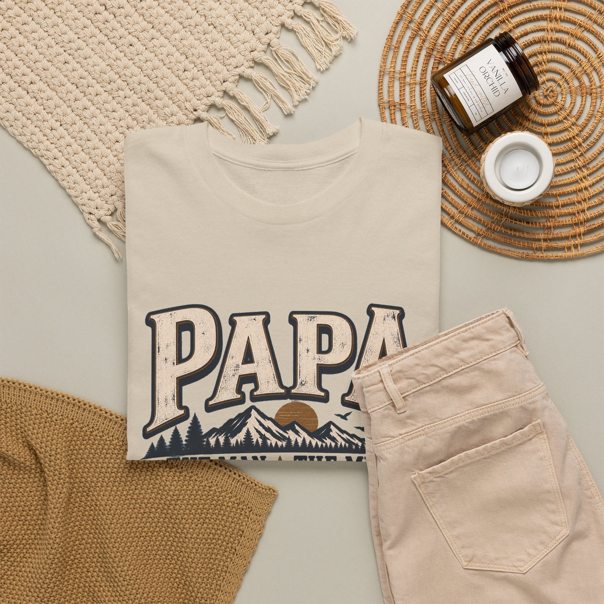 Papa T-Shirt — "Papa The Man The Myth The Legend" Vintage Dad Tee
