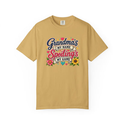 Grandma's My Name Spoiling's My Game T-Shirt | Floral Retro Design