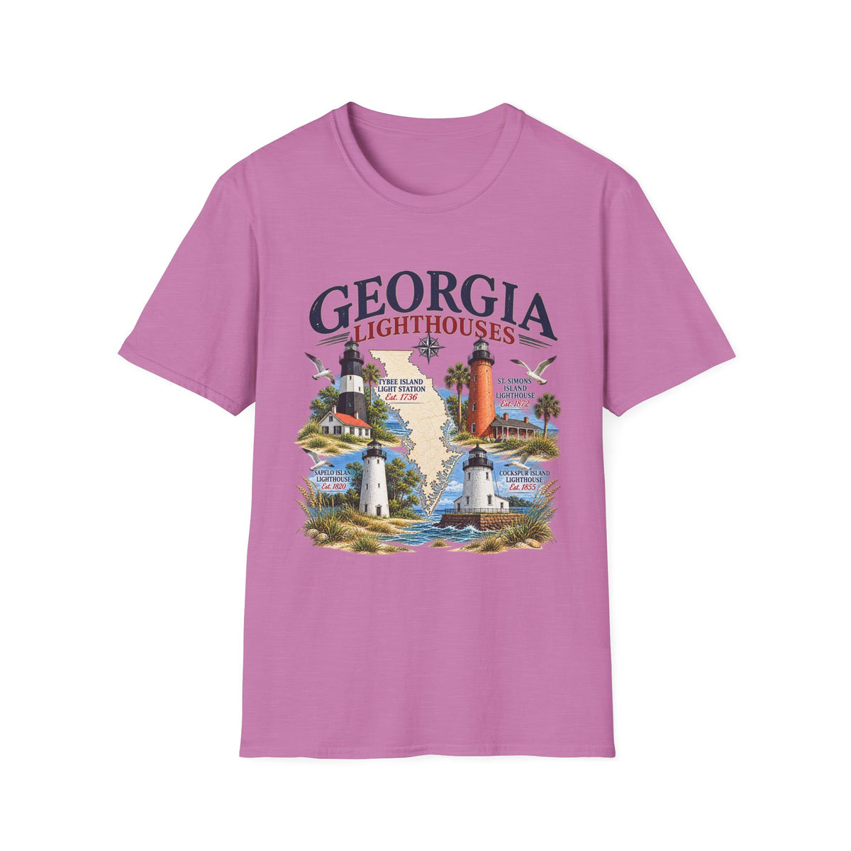 Georgia Lighthouses T-Shirt — Vintage Coastal Tee