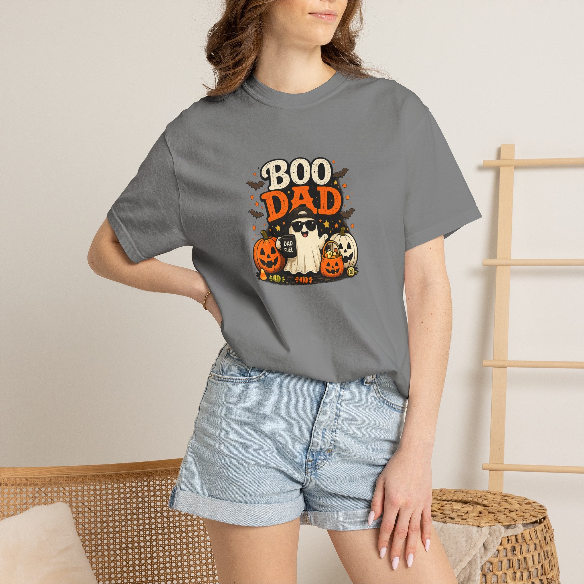 Boo Dad T-Shirt — Halloween Ghost & Pumpkins Dad Tee