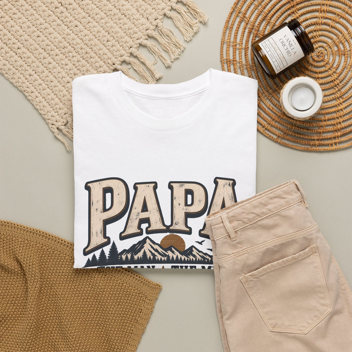 Papa T-Shirt — "Papa The Man The Myth The Legend" Vintage Dad Tee