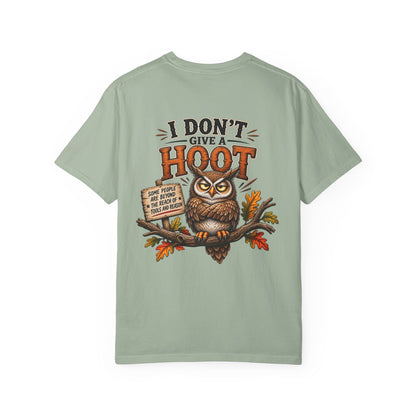 I Don’t Give a Hoot Owl T-Shirt — Funny Autumn Woodland Graphic Tee