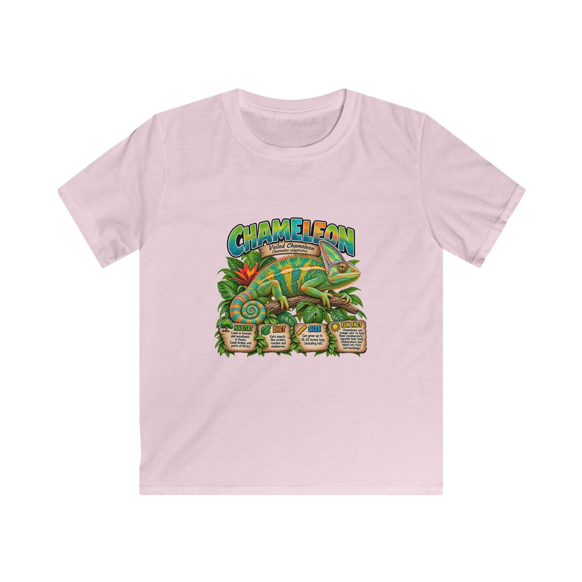 Kids Chameleon T‑Shirt — Colorful Tropical Reptile Graphic Tee