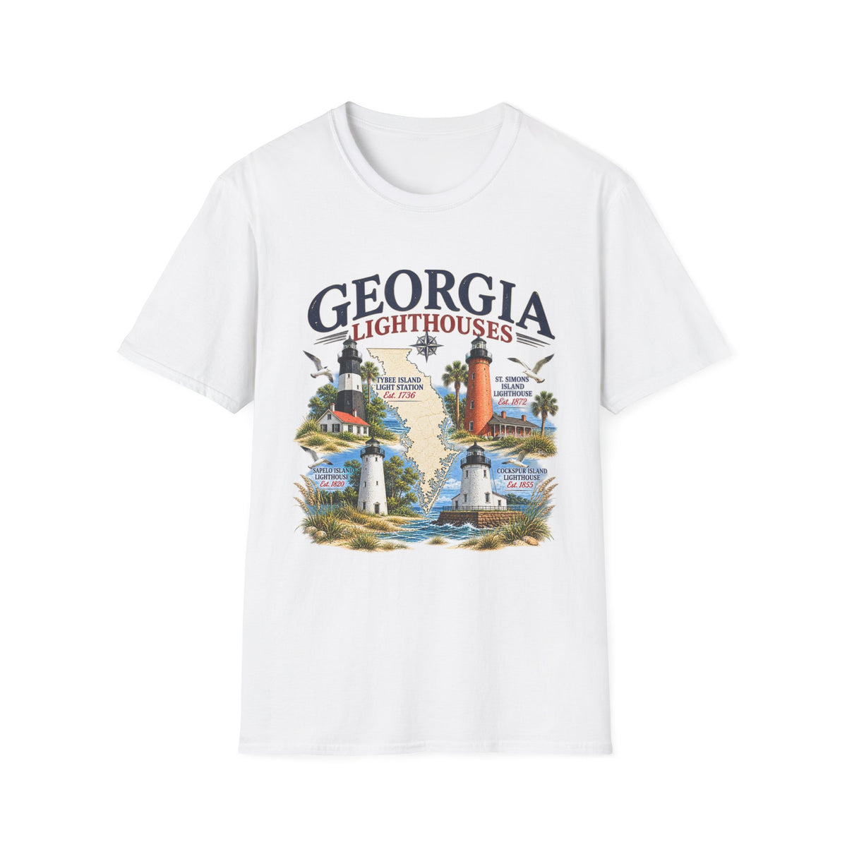 Georgia Lighthouses T-Shirt — Vintage Coastal Tee