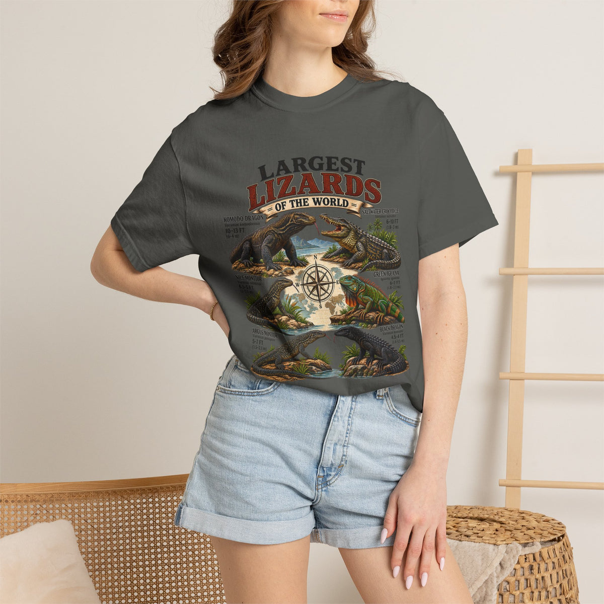 Lizards Graphic T-Shirt — "Largest Lizards of the World" Vintage Nature Tee
