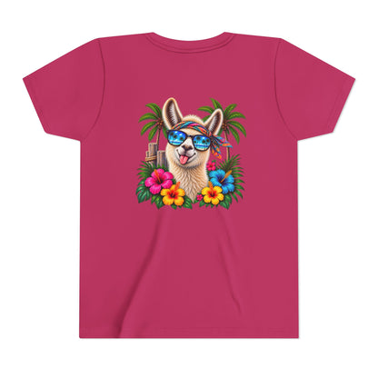 Youth Tee — Tropical Llama Sunglasses Summer Graphic
