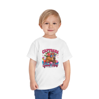 Capybara Good Vibes Toddler Tee - Cute Tropical Animal Shirt