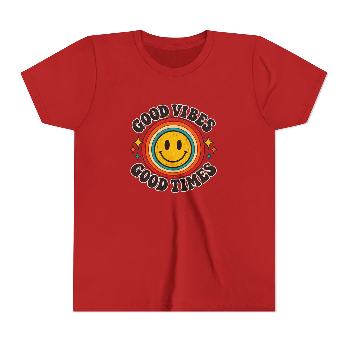 Youth Tee — 'Good Vibes Good Times' Smiley Retro Graphic