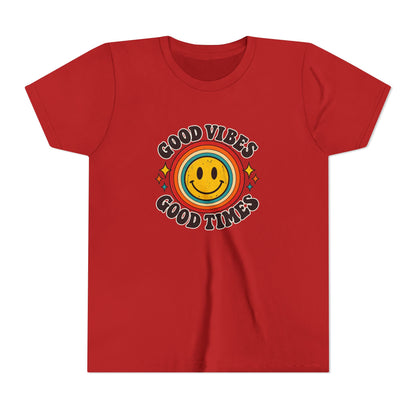 Youth Tee — 'Good Vibes Good Times' Smiley Retro Graphic