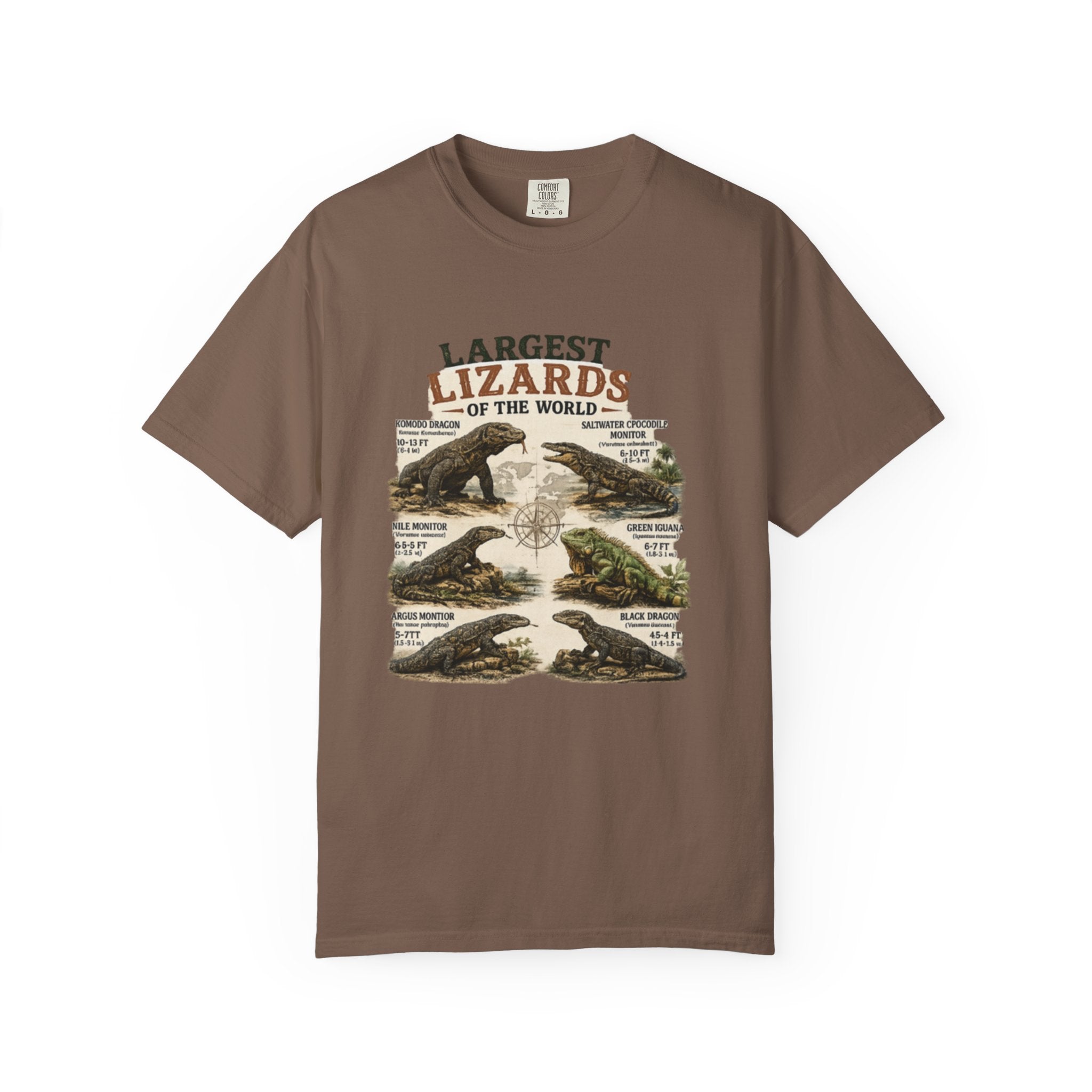 Lizards Graphic T-Shirt — "Largest Lizards of the World" Vintage Nature Tee
