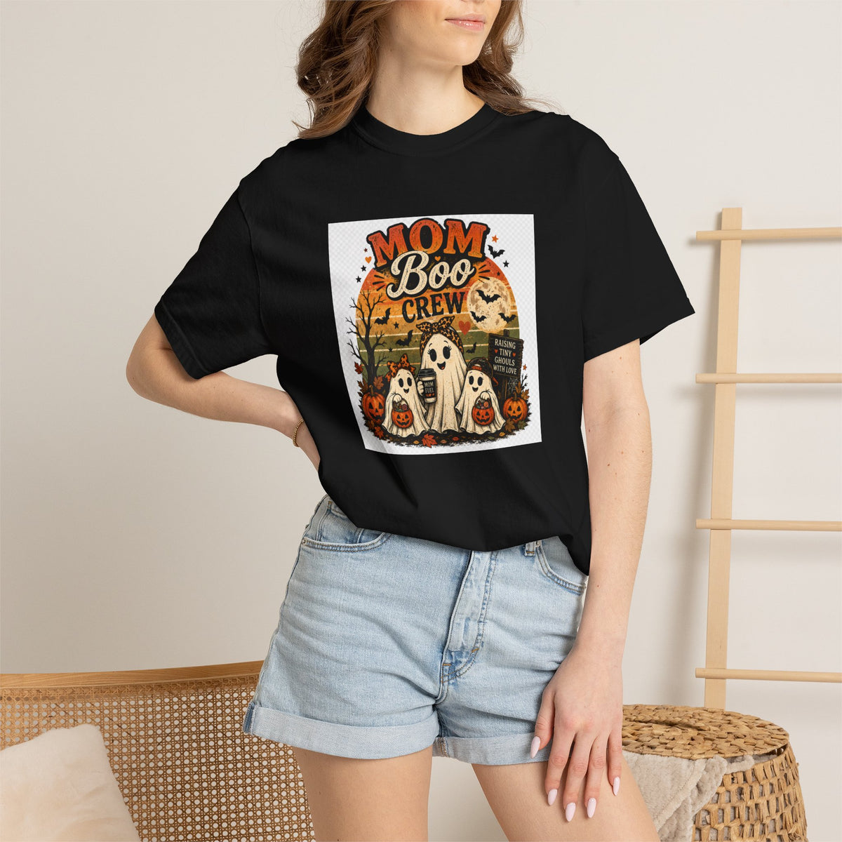 Mom Boo Crew Halloween T-Shirt — Cute Vintage Ghosts & Pumpkins Tee