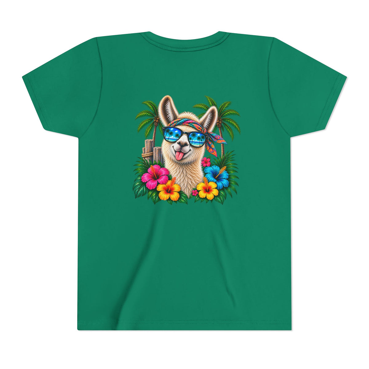 Youth Tee — Tropical Llama Sunglasses Summer Graphic