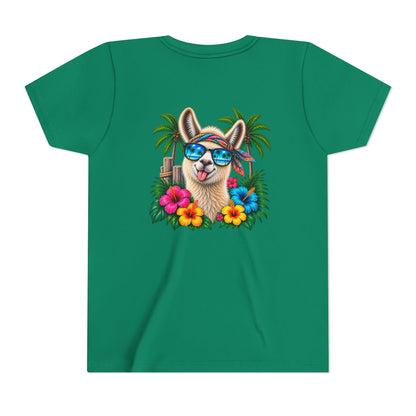 Youth Tee — Tropical Llama Sunglasses Summer Graphic