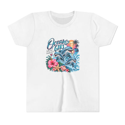 Ocean Girl Youth Tee — Dolphin Beach Graphic Tee for Kids