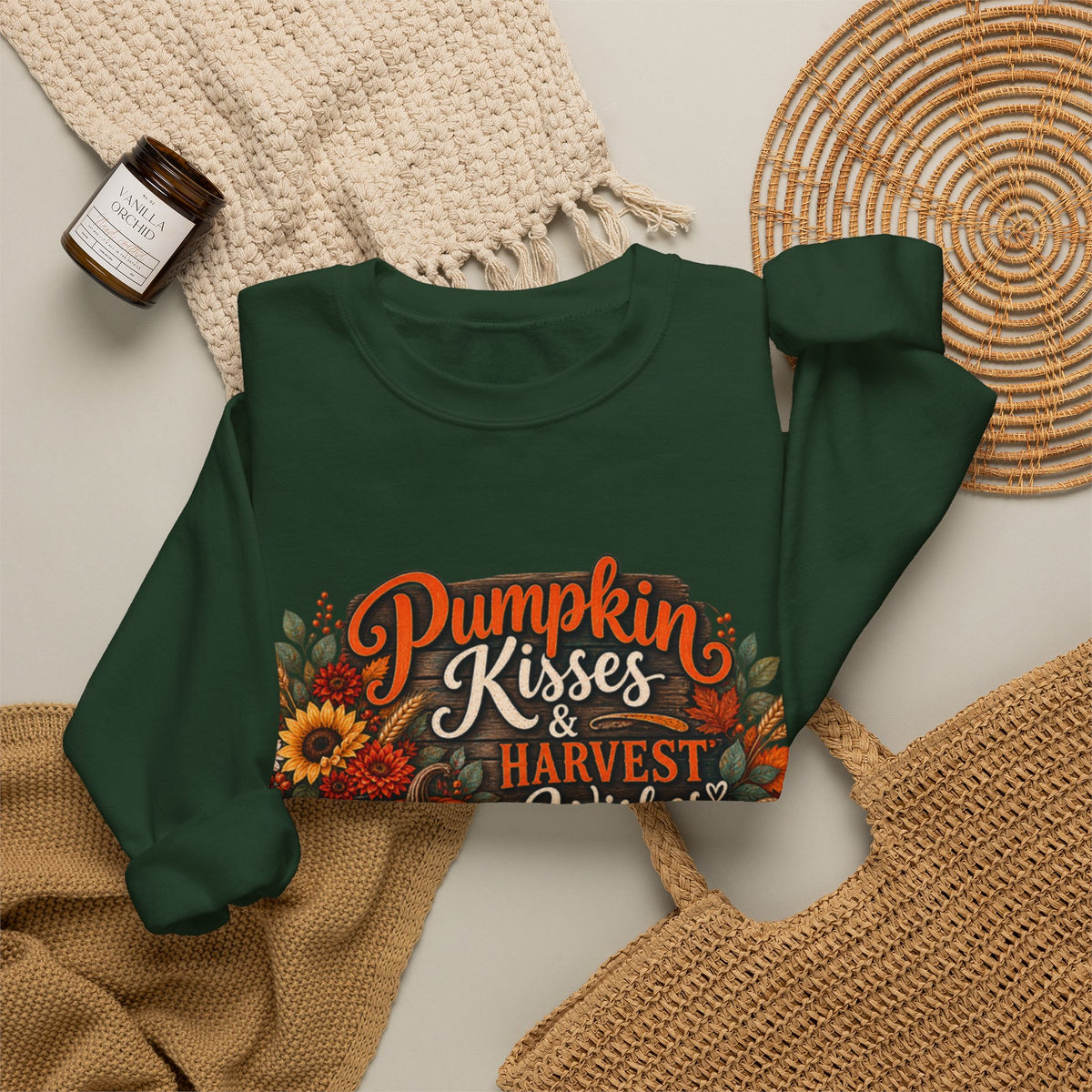 Pumpkin Kisses & Harvest Wishes Crewneck Sweatshirt