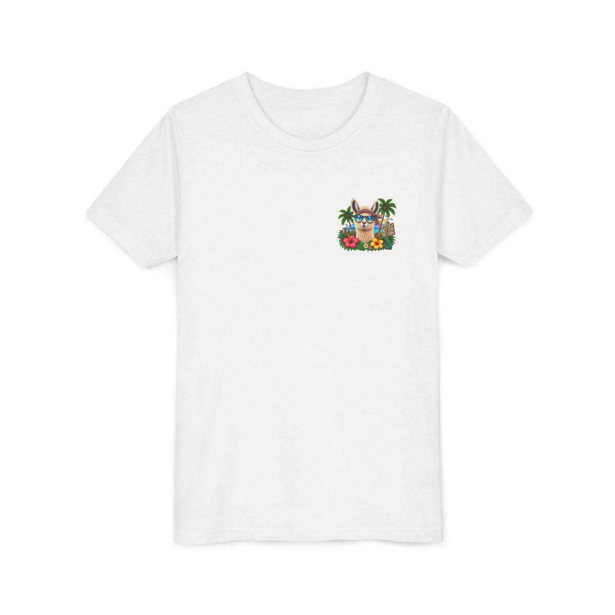 Youth Tee — Tropical Llama Sunglasses Summer Graphic