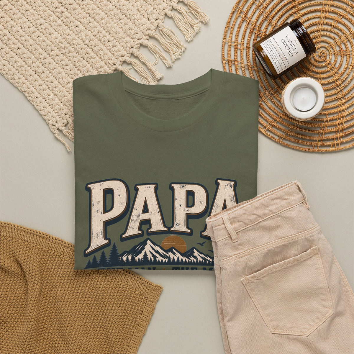 Papa T-Shirt — "Papa The Man The Myth The Legend" Vintage Dad Tee