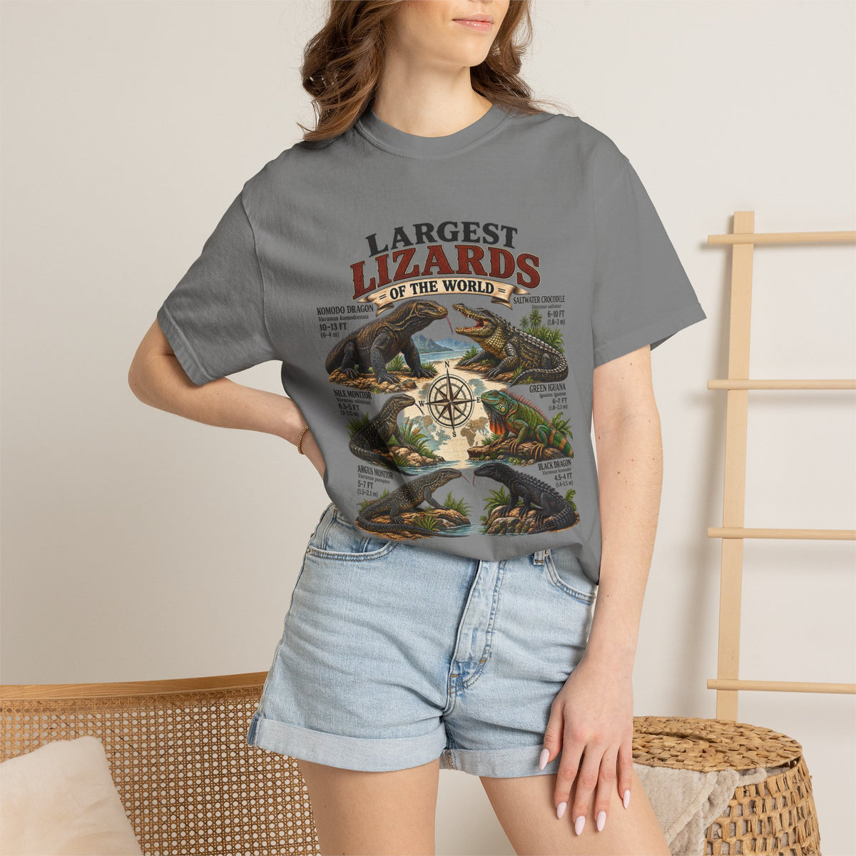 Lizards Graphic T-Shirt — "Largest Lizards of the World" Vintage Nature Tee