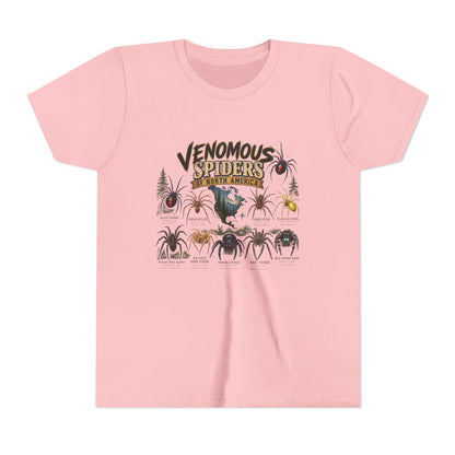 Youth Tee — "Venomous Spiders of North America" Educational Spider Illustration