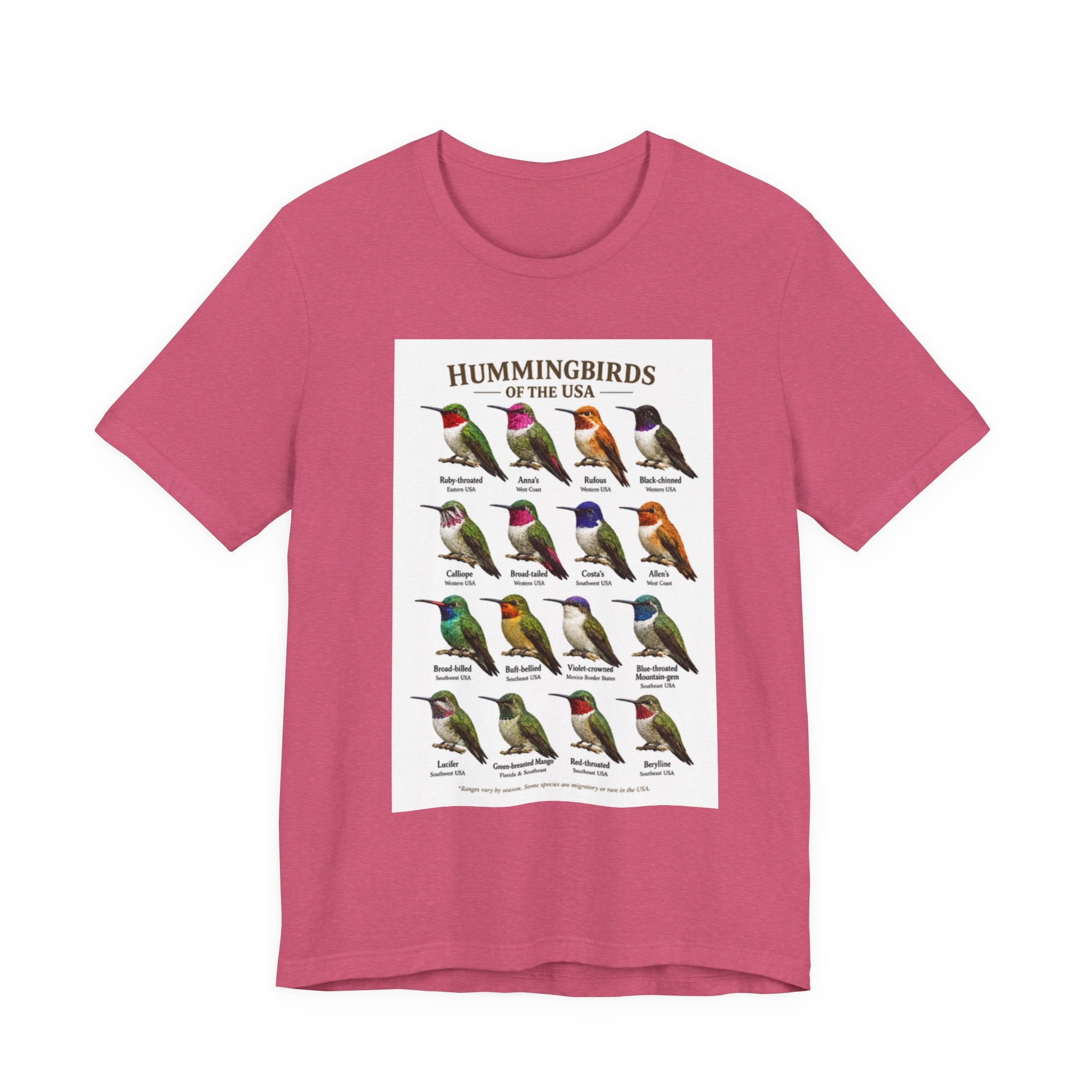 Hummingbirds of the USA Tee | Illustrations and Names of 16 Species