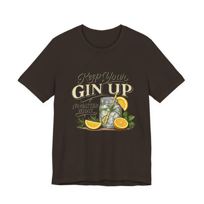 Keep Your Gin Up T-Shirt – Funny Gin Cocktail Tee with Lemon Illustration