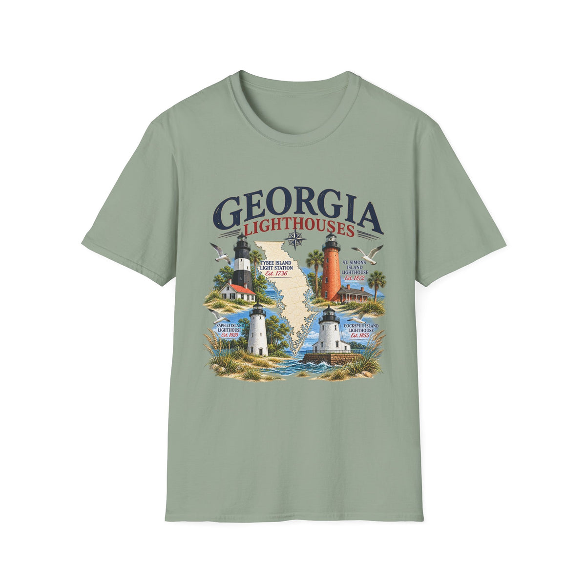 Georgia Lighthouses T-Shirt — Vintage Coastal Tee