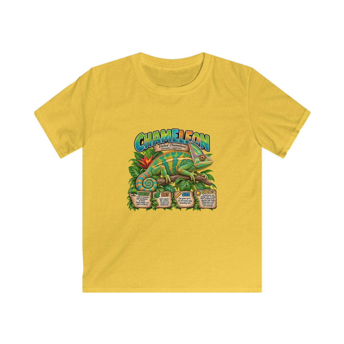 Kids Chameleon T‑Shirt — Colorful Tropical Reptile Graphic Tee