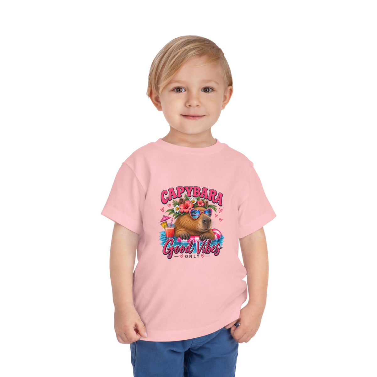 Capybara Good Vibes Toddler Tee - Cute Tropical Animal Shirt
