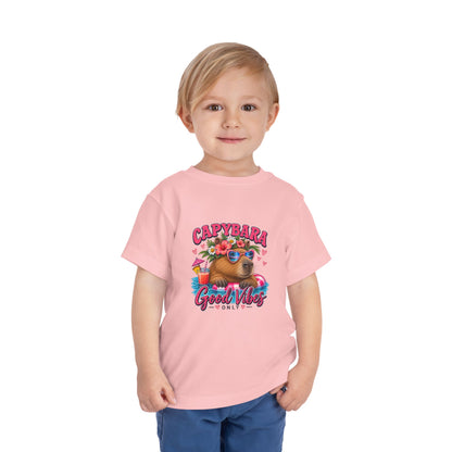 Capybara Good Vibes Toddler Tee - Cute Tropical Animal Shirt
