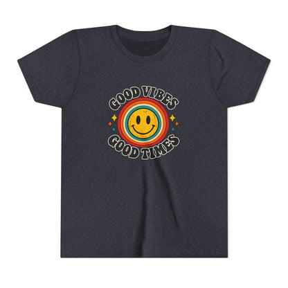 Youth Tee — 'Good Vibes Good Times' Smiley Retro Graphic