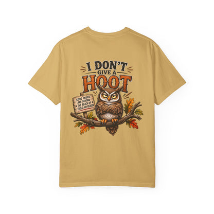 I Don’t Give a Hoot Owl T-Shirt — Funny Autumn Woodland Graphic Tee