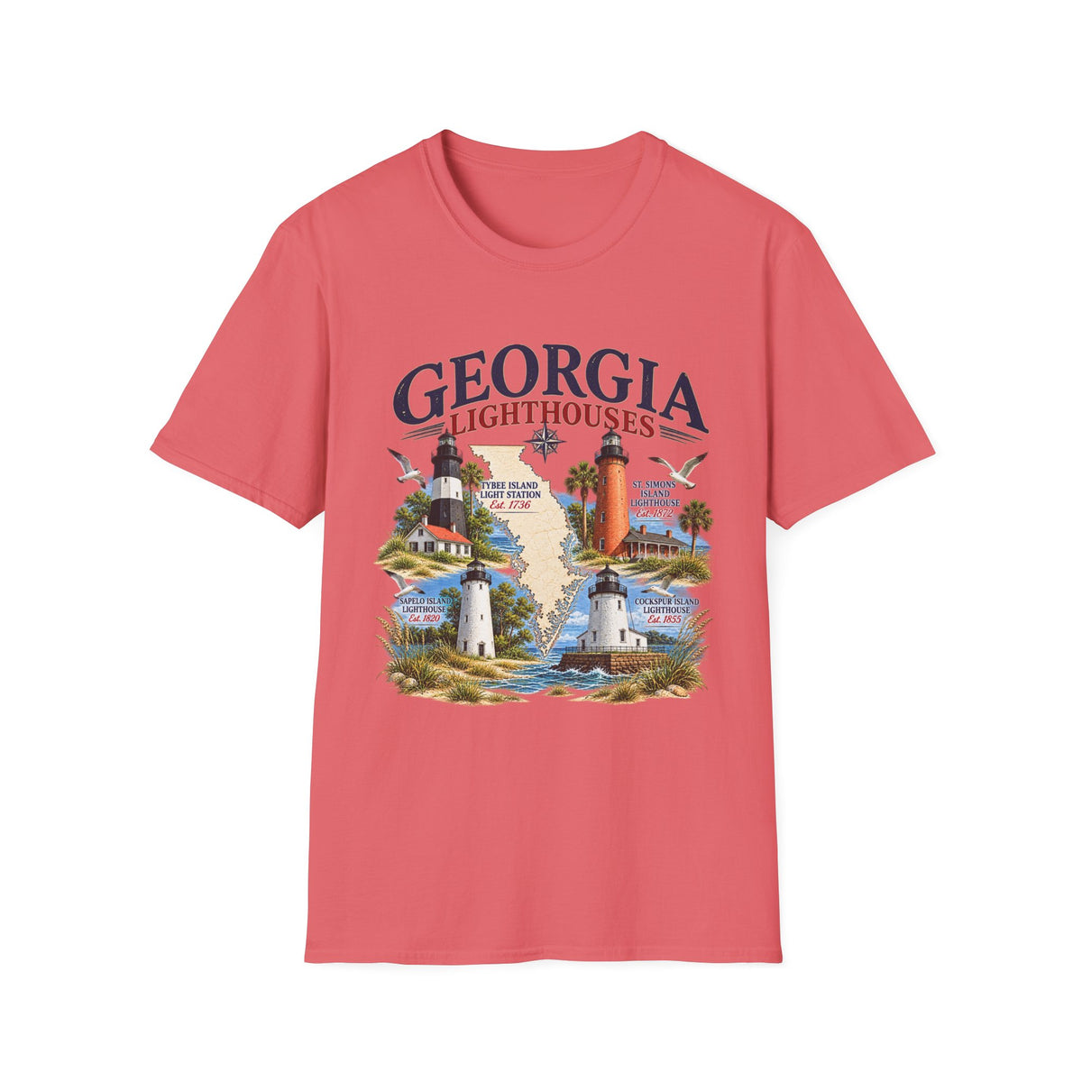Georgia Lighthouses T-Shirt — Vintage Coastal Tee