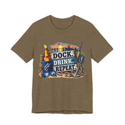 Dock. Drink. Repeat. Tee — Beach Bar Nautical T-Shirt for Boaters & Lake Lovers