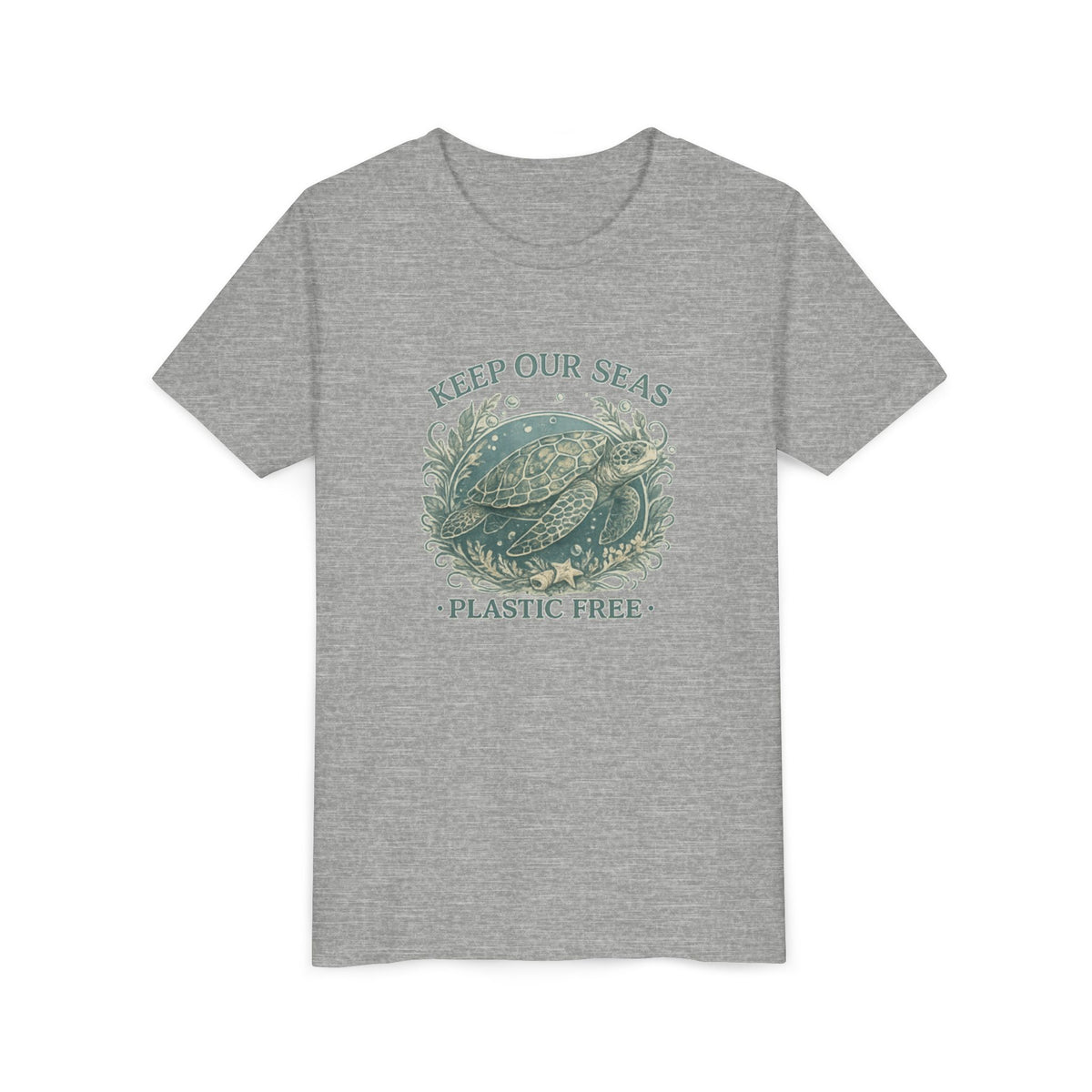 Youth T-Shirt - "Keep Our Seas Plastic Free" Sea Turtle Eco Conservation Tee
