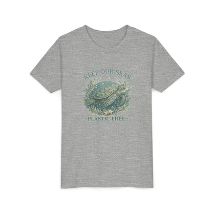 Youth T-Shirt - "Keep Our Seas Plastic Free" Sea Turtle Eco Conservation Tee