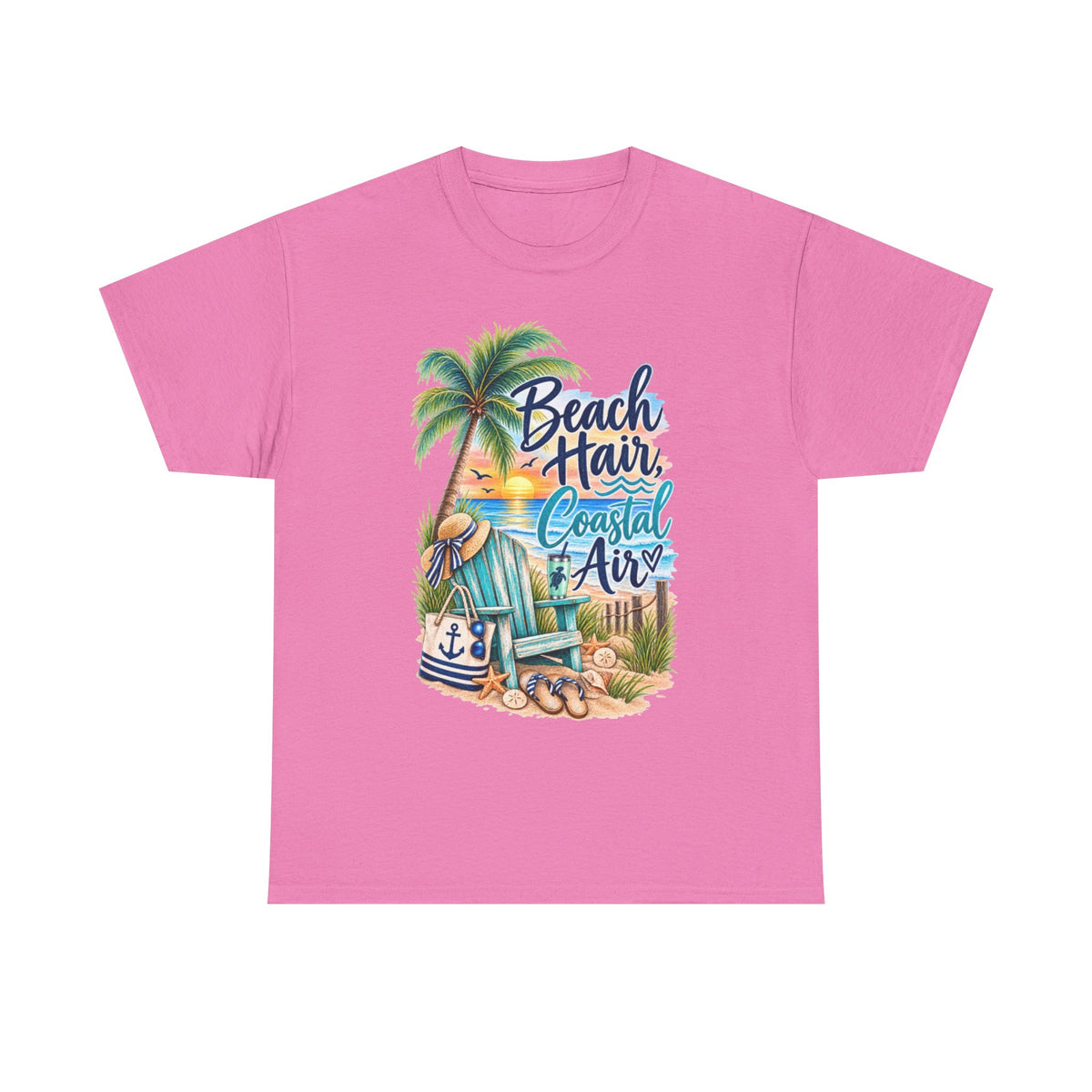 Beach Hair Coastal Air T-Shirt — Tropical Palm Tree Vacation Tee