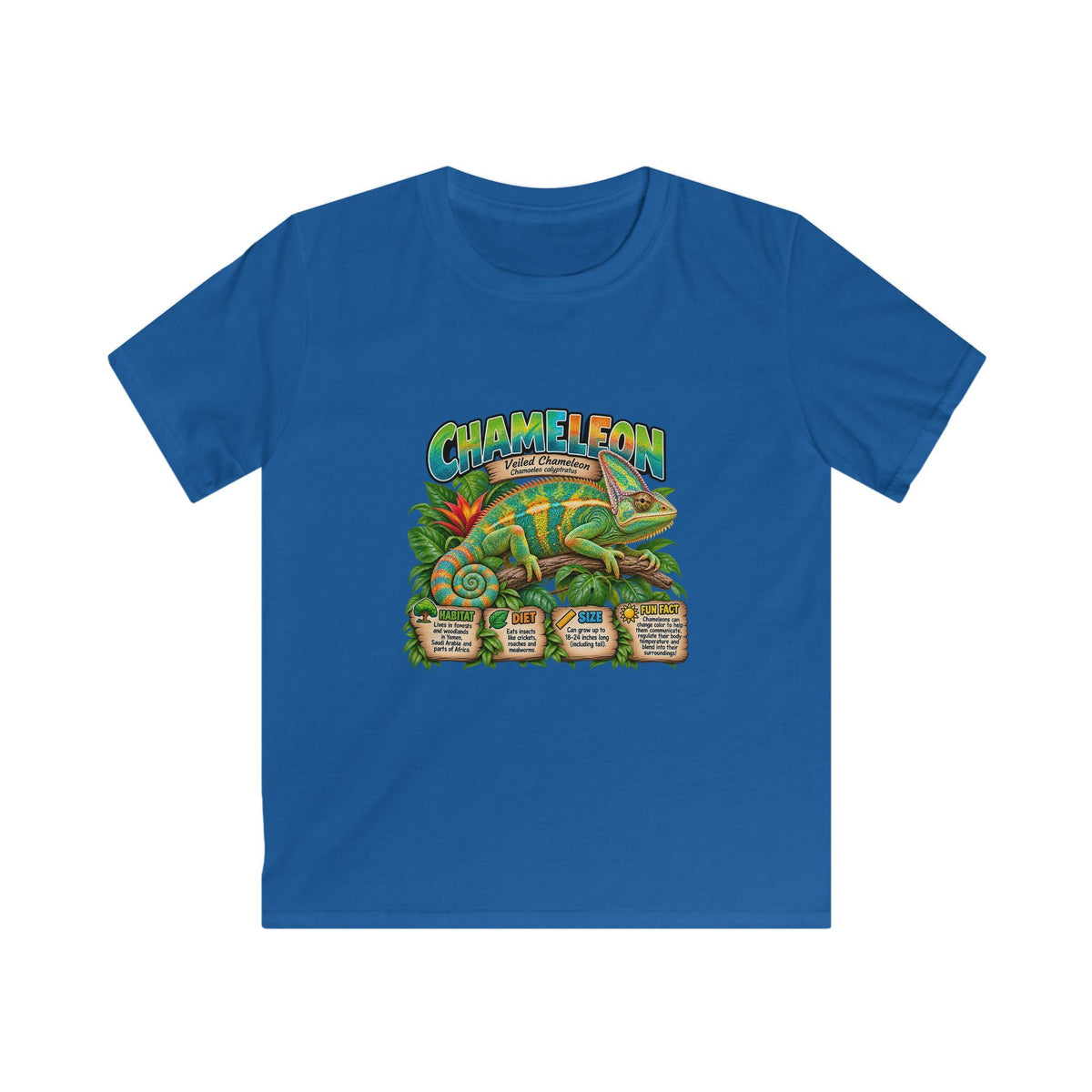 Kids Chameleon T‑Shirt — Colorful Tropical Reptile Graphic Tee