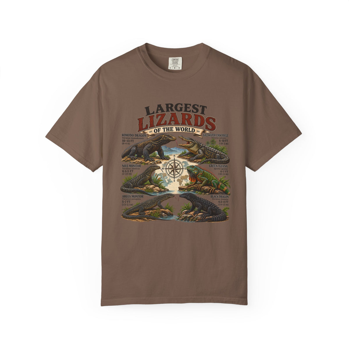 Lizards Graphic T-Shirt — "Largest Lizards of the World" Vintage Nature Tee