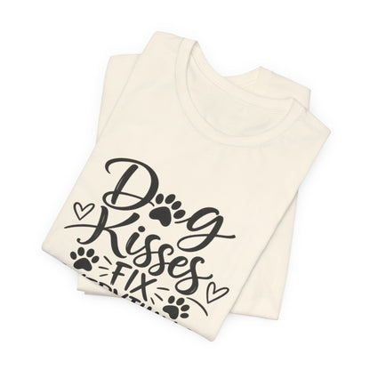Dog Kisses Fix Everything T-Shirt — Cute Paw Print Dog Lover Tee